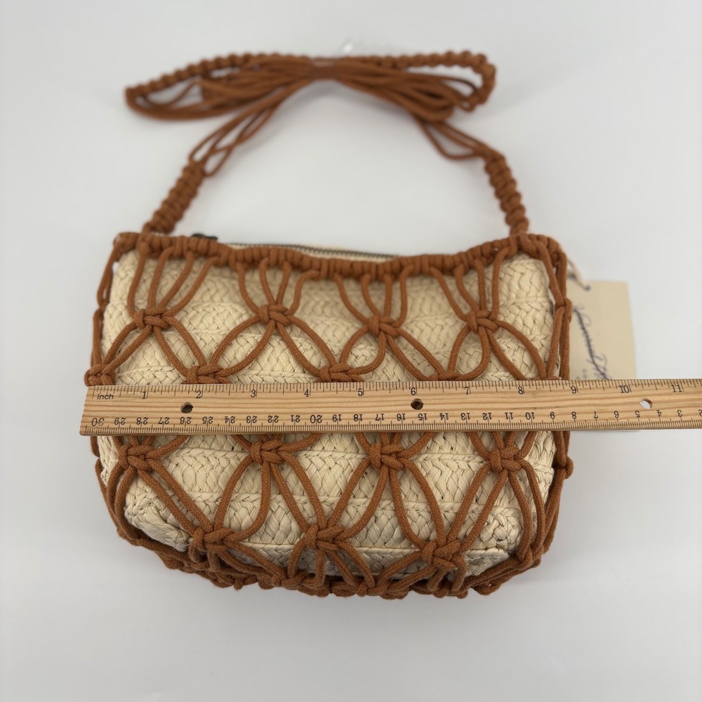 Universal Thread Macrame Straw Crossbody Bag Brown Tan Woven Boho‎ NWT - Picture 3 of 4